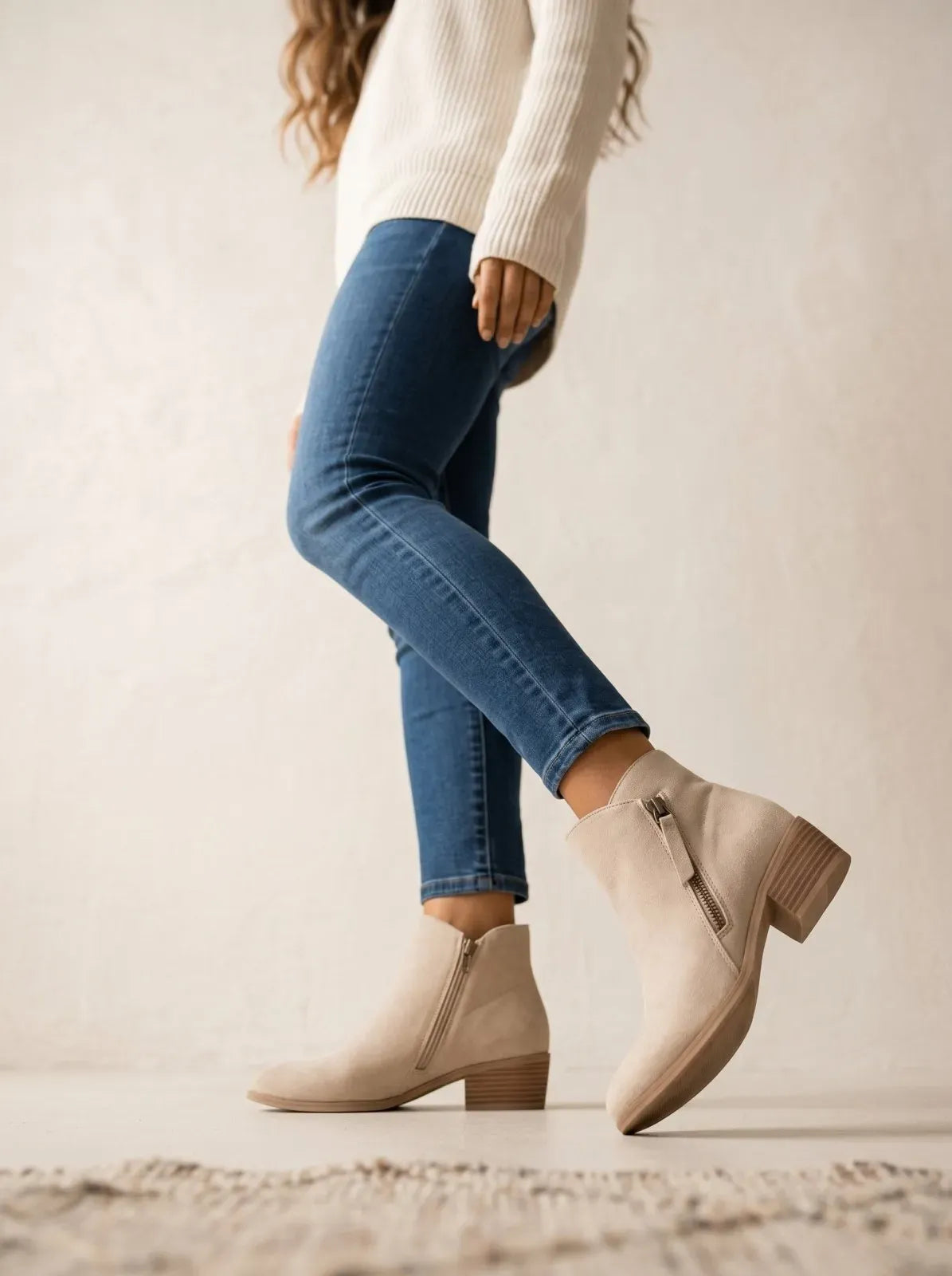 Casual Suede Ankle Boots with Side Zipper