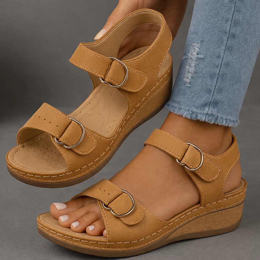 Orthopedic Wedge Sandals with Adjustable Straps