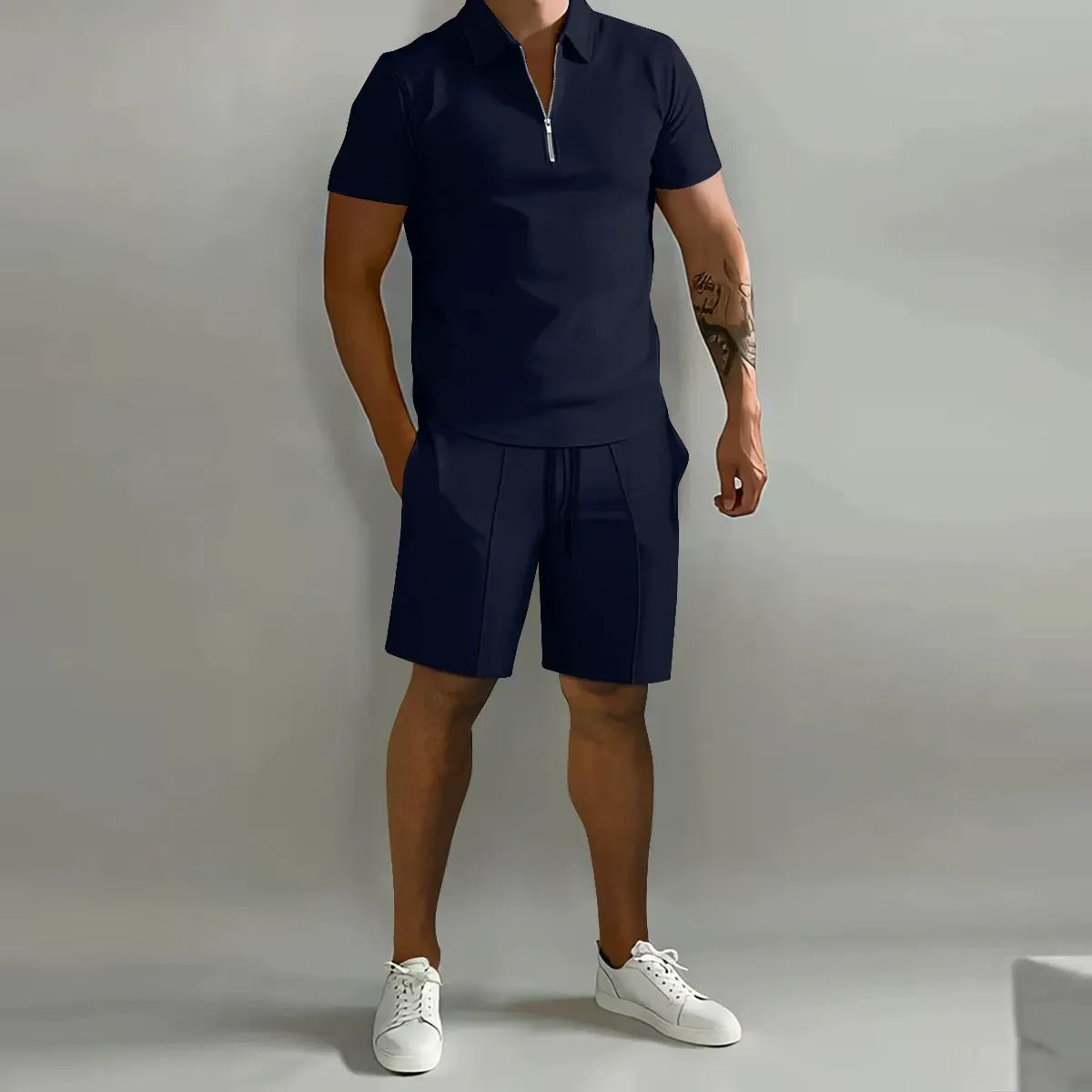 Men's Zip Polo and Shorts Co-Ord Set
