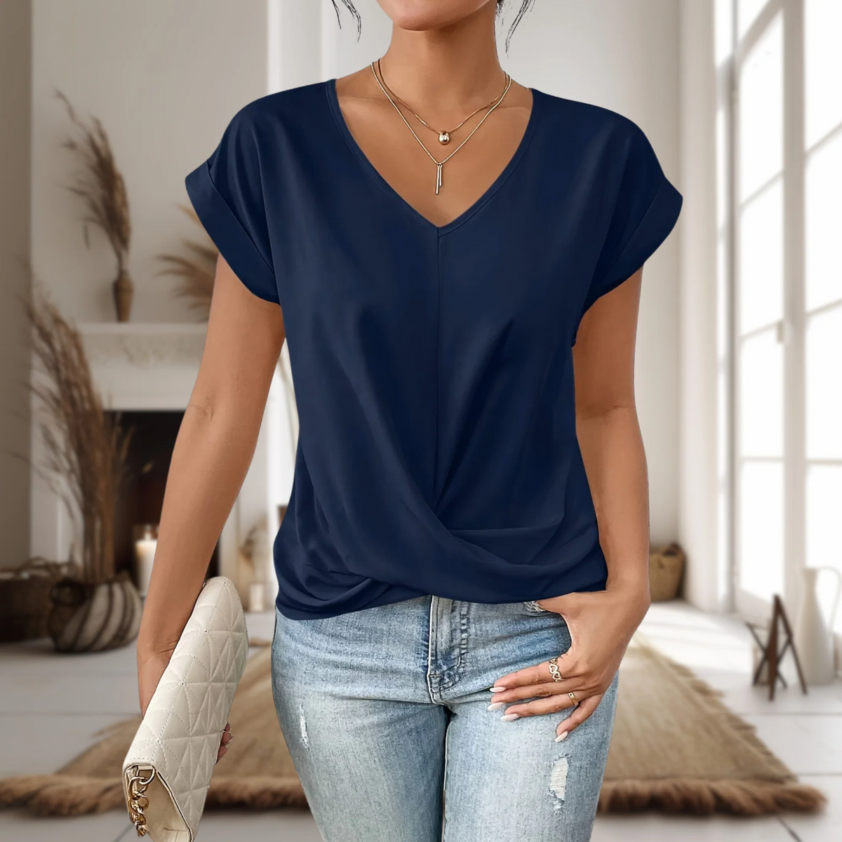 Sweetheart Neck T-Shirt with Light Stretch
