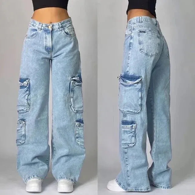 Baggy Cargo Jeans in 100% Cotton Denim