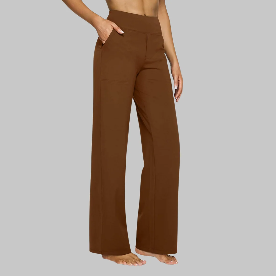 Women's High-Waisted Stretch Wide-Leg Pants