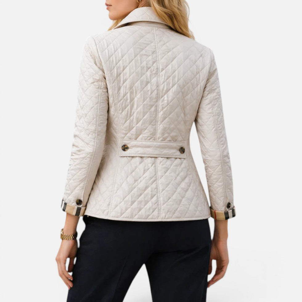 Quilted Jacket Womens Button Front Stand Collar Lightly Padded