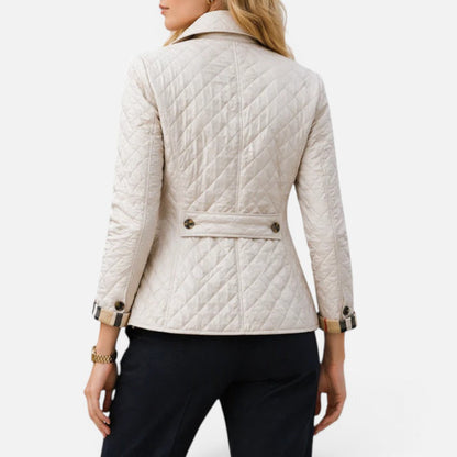Quilted Jacket Womens Button Front Stand Collar Lightly Padded