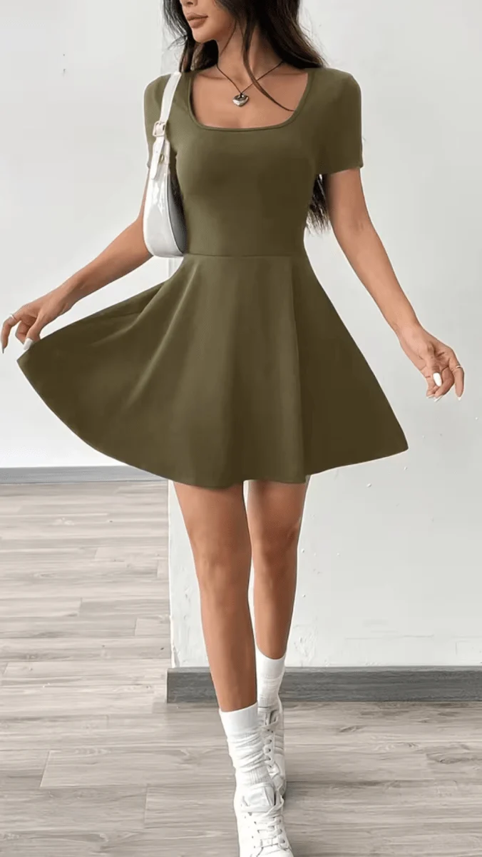 Brianna Fitted Flared Mini Dress