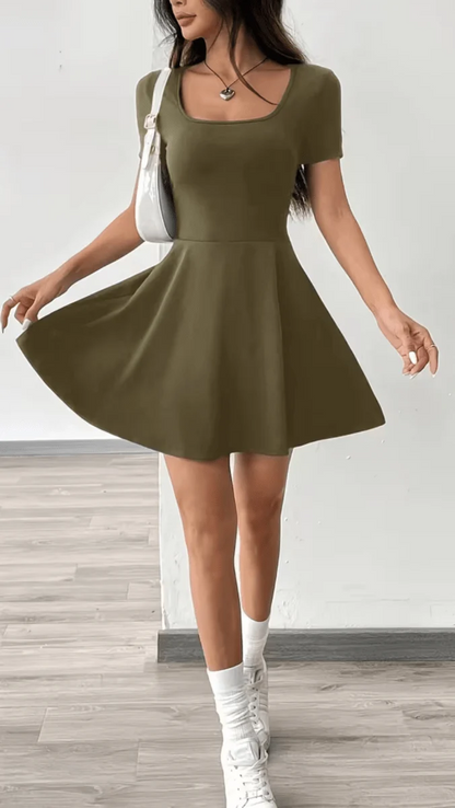 Brianna Fitted Flared Mini Dress