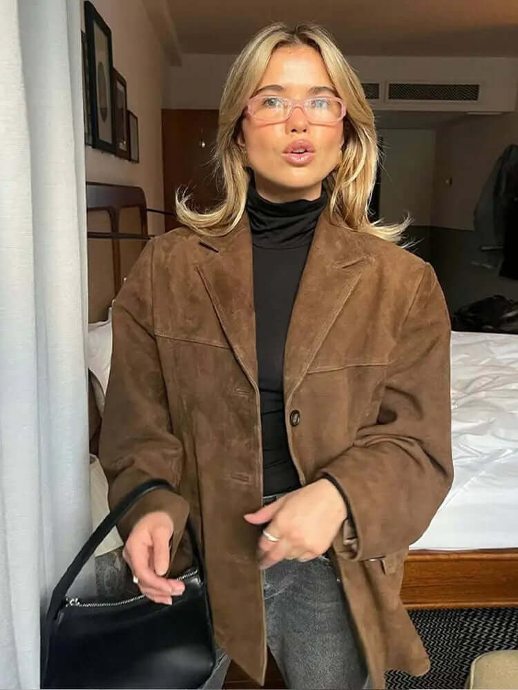 Women's Brown Zip-Up Jacket