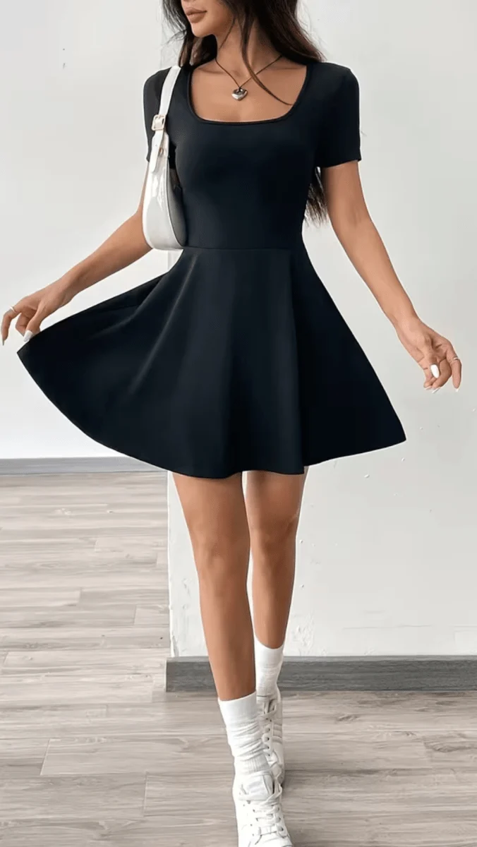 Brianna Fitted Flared Mini Dress