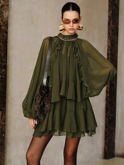Candy Ruffle Chiffon Mini Dress