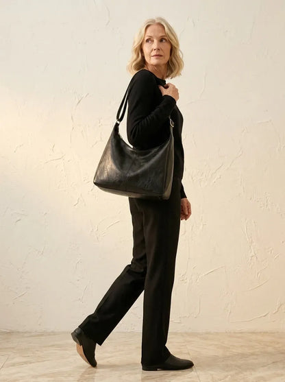 Slouchy Half-Moon Shoulder Bag in Faux Leather