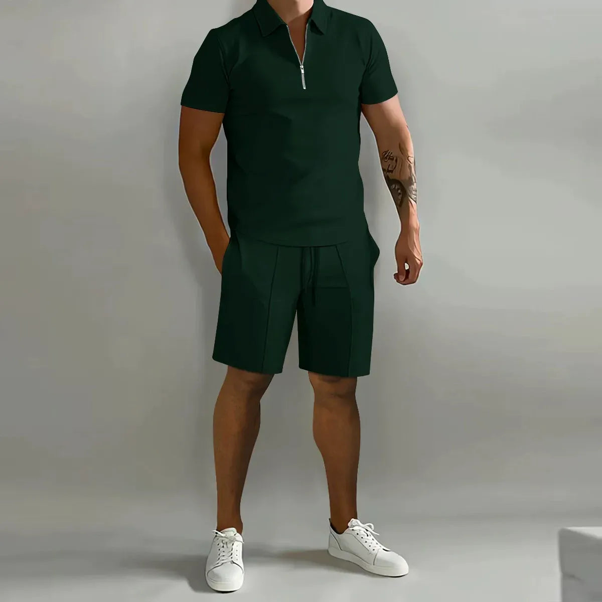 Men's Zip Polo and Shorts Co-Ord Set