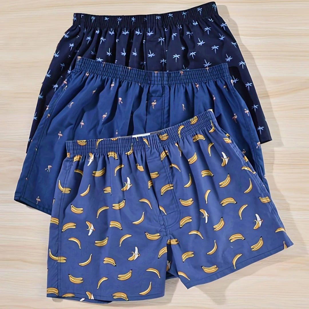 Men's Plant Print Boxers (Pack of 3)