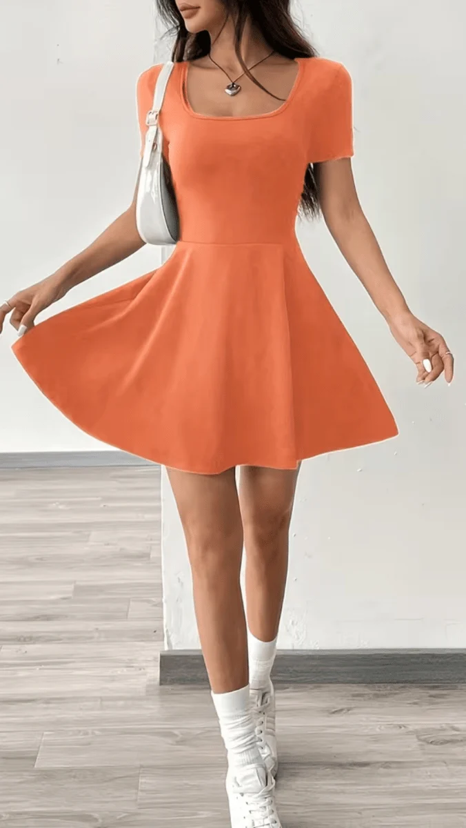 Brianna Fitted Flared Mini Dress