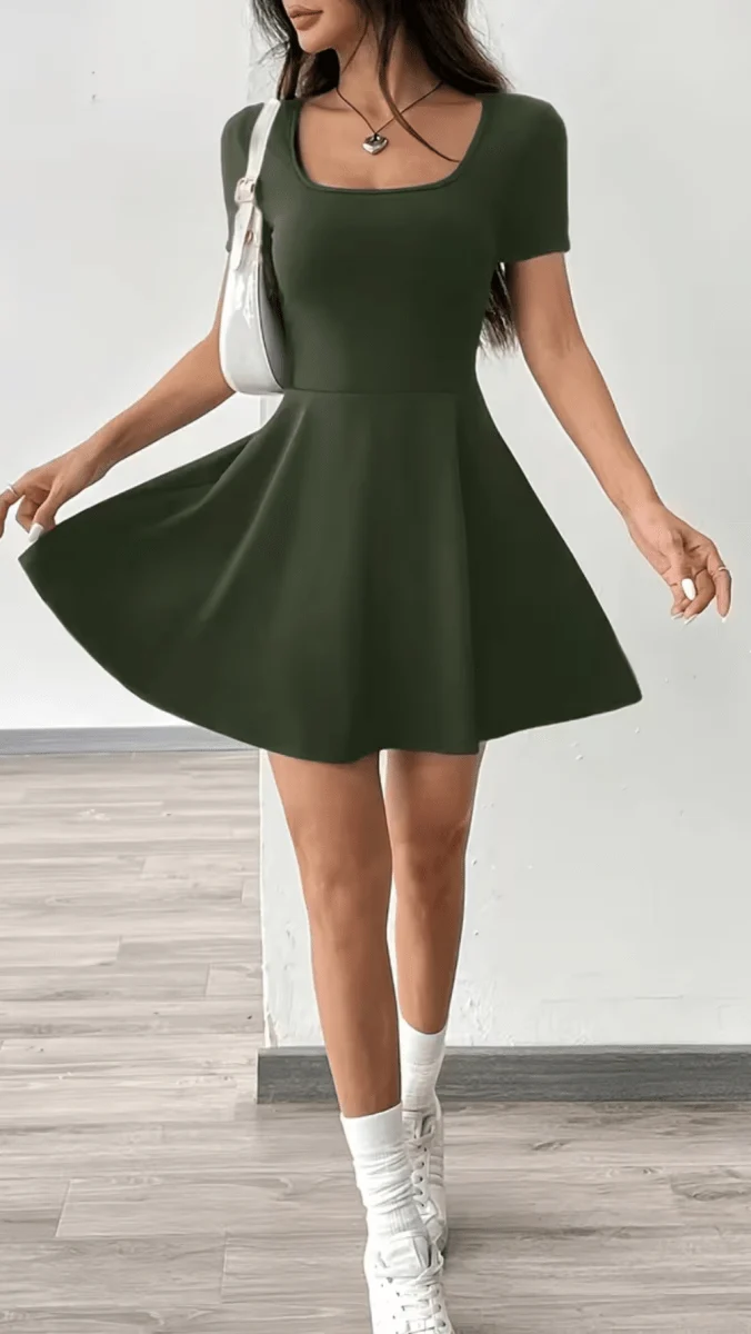 Brianna Fitted Flared Mini Dress