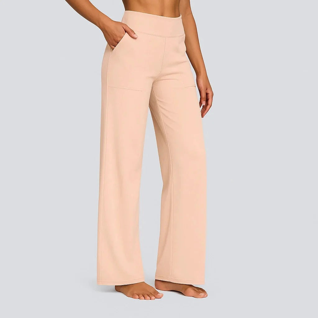 Women's High-Waisted Stretch Wide-Leg Pants