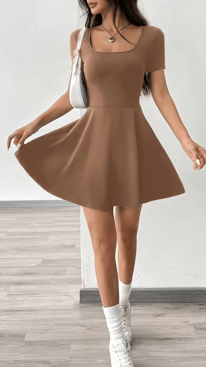 Brianna Fitted Flared Mini Dress
