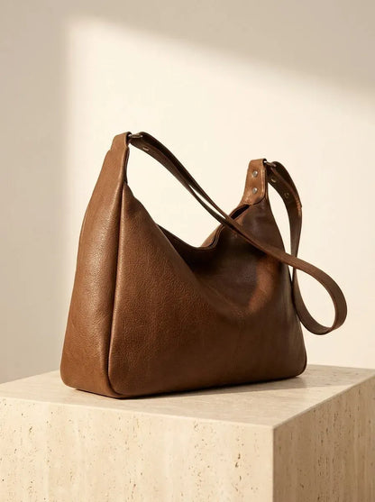 Slouchy Half-Moon Shoulder Bag in Faux Leather