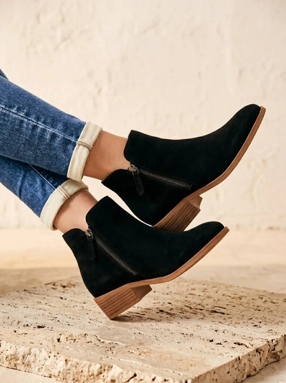 Casual Suede Ankle Boots with Side Zipper