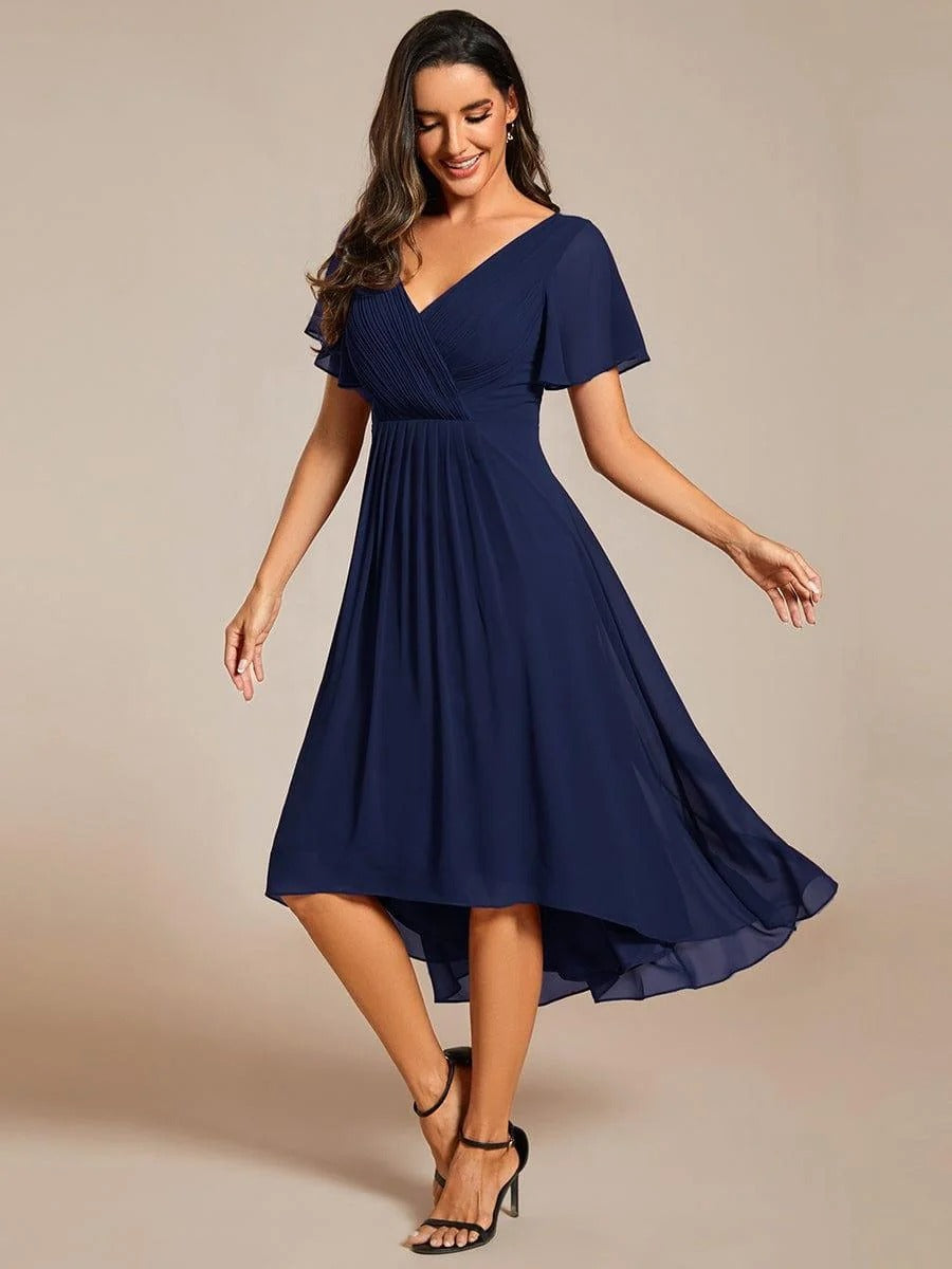 High-Low Chiffon A-Line Wedding Guest Dress