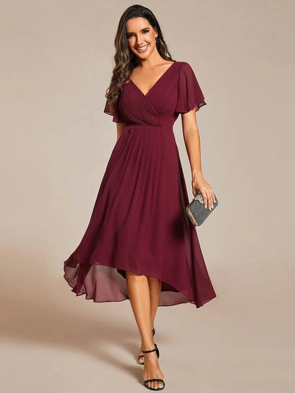 High-Low Chiffon A-Line Wedding Guest Dress