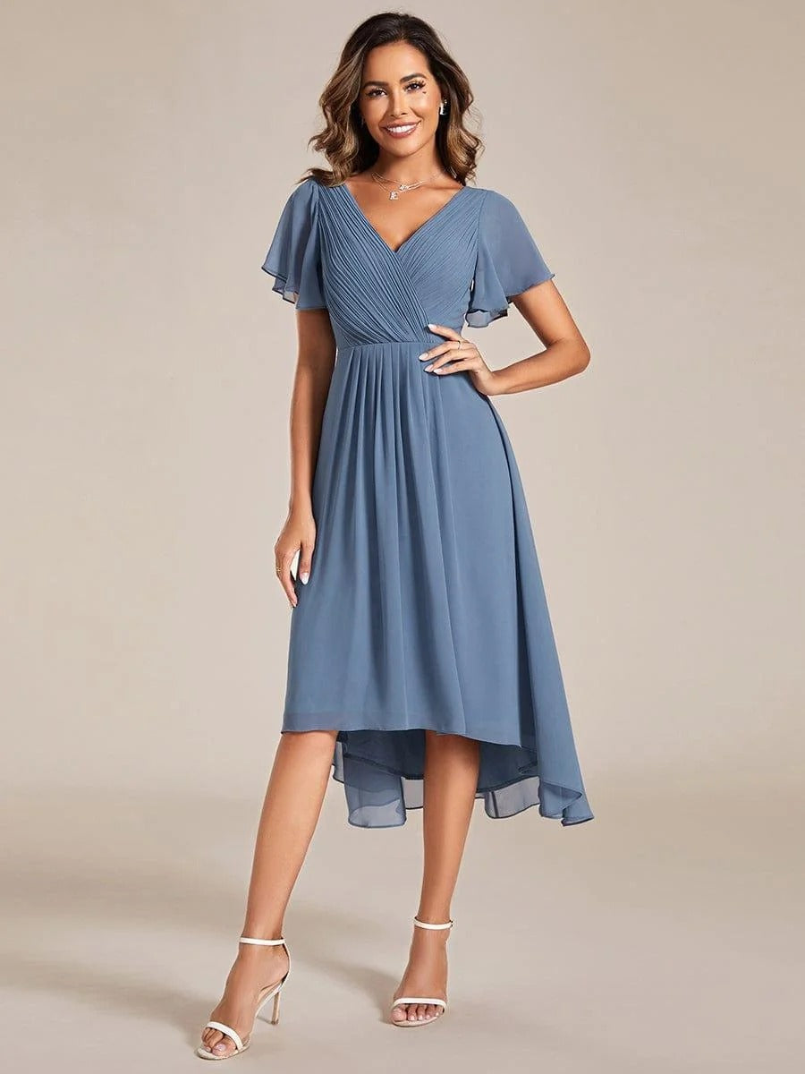 High-Low Chiffon A-Line Wedding Guest Dress