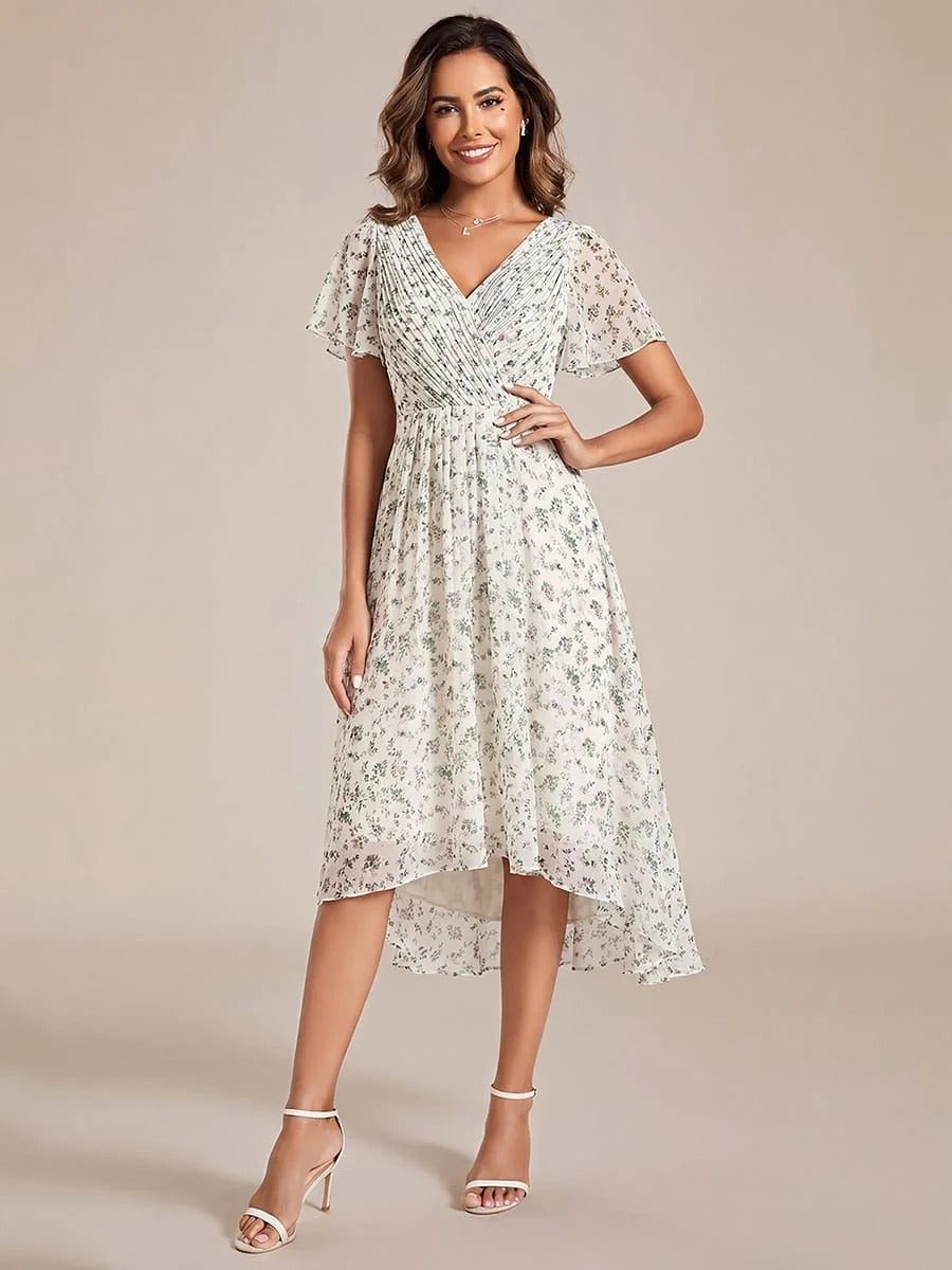 High-Low Chiffon A-Line Wedding Guest Dress