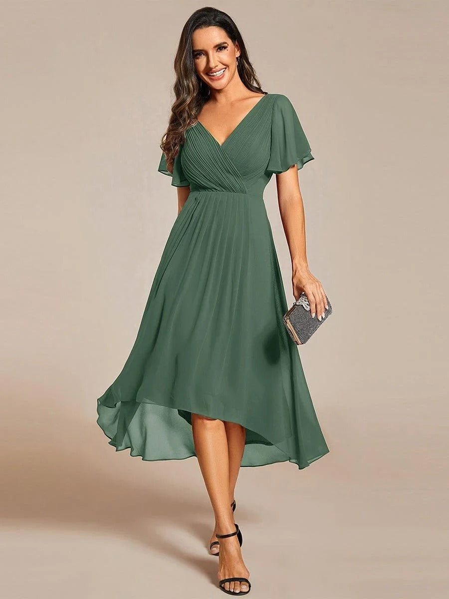High-Low Chiffon A-Line Wedding Guest Dress