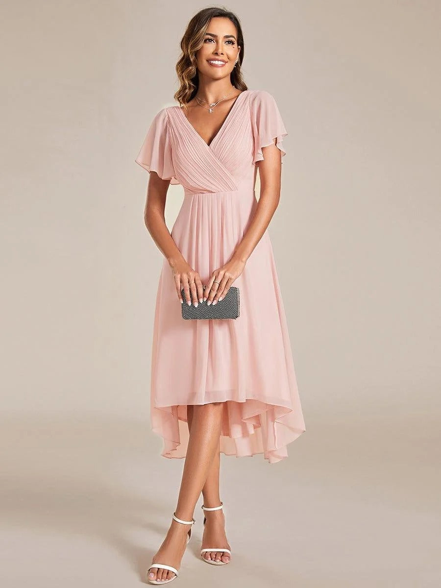 High-Low Chiffon A-Line Wedding Guest Dress