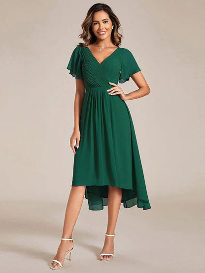 High-Low Chiffon A-Line Wedding Guest Dress