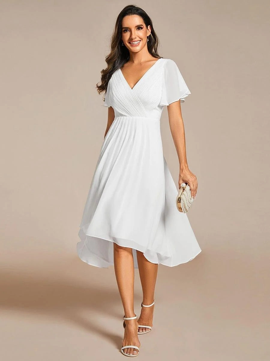 High-Low Chiffon A-Line Wedding Guest Dress