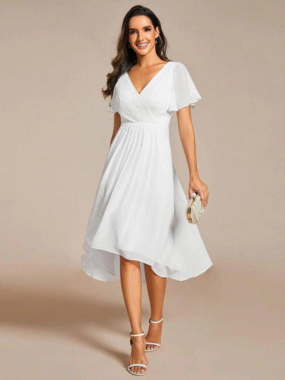 High-Low Chiffon A-Line Wedding Guest Dress