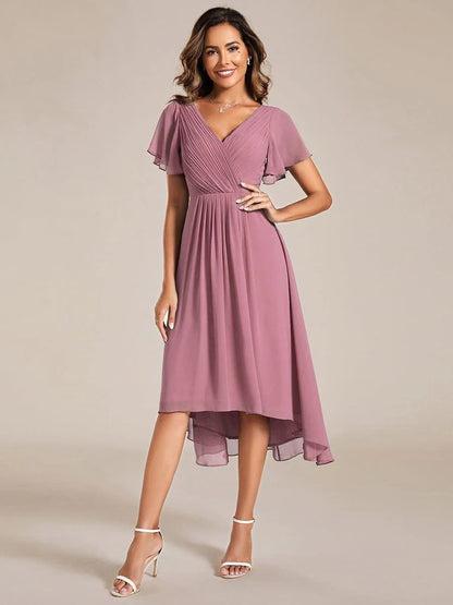 High-Low Chiffon A-Line Wedding Guest Dress