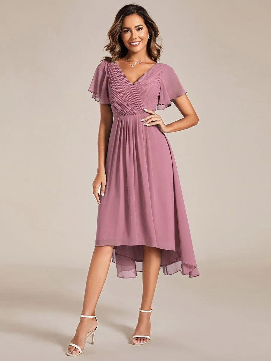 High-Low Chiffon A-Line Wedding Guest Dress