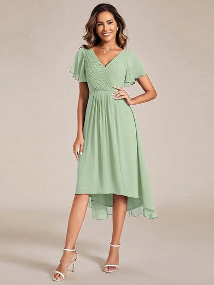 High-Low Chiffon A-Line Wedding Guest Dress