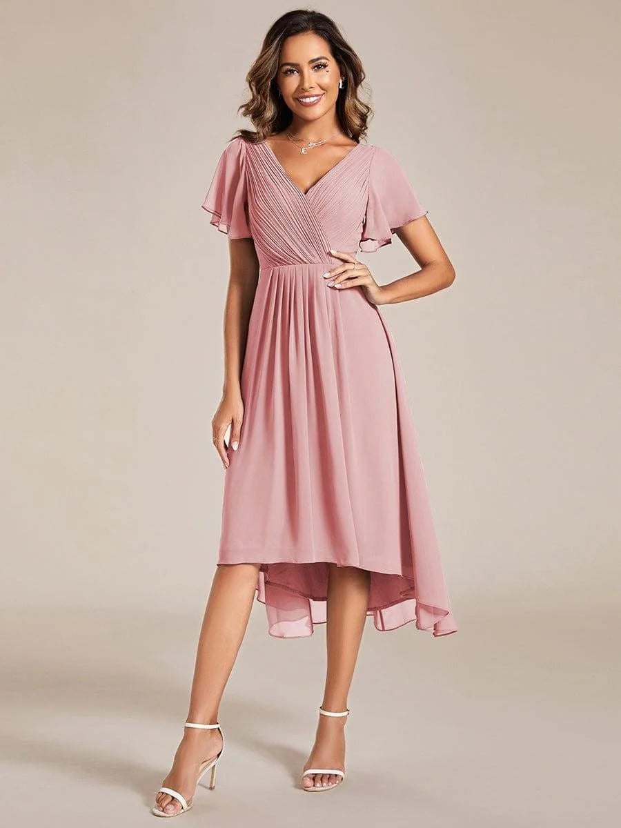 High-Low Chiffon A-Line Wedding Guest Dress