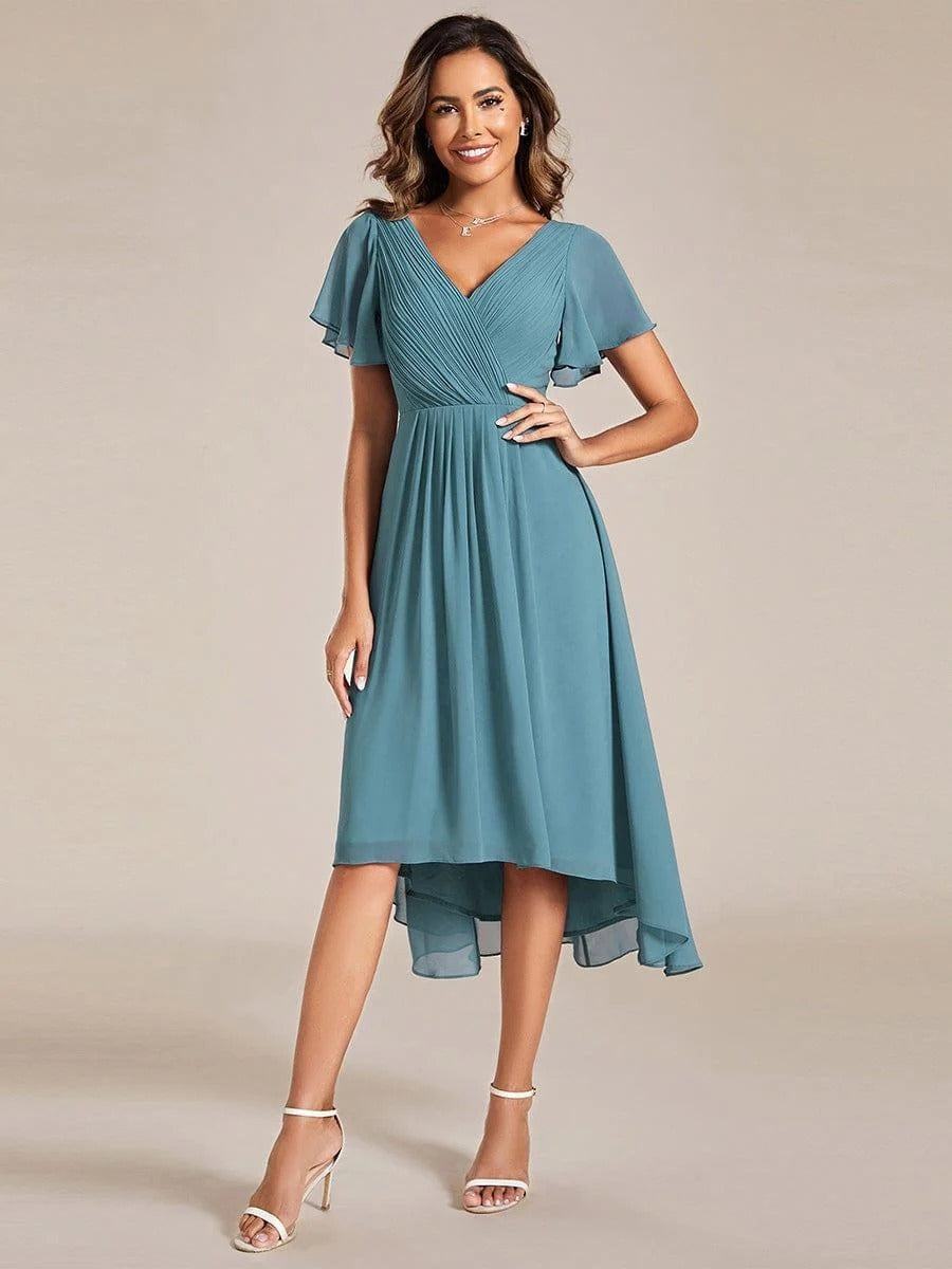 High-Low Chiffon A-Line Wedding Guest Dress