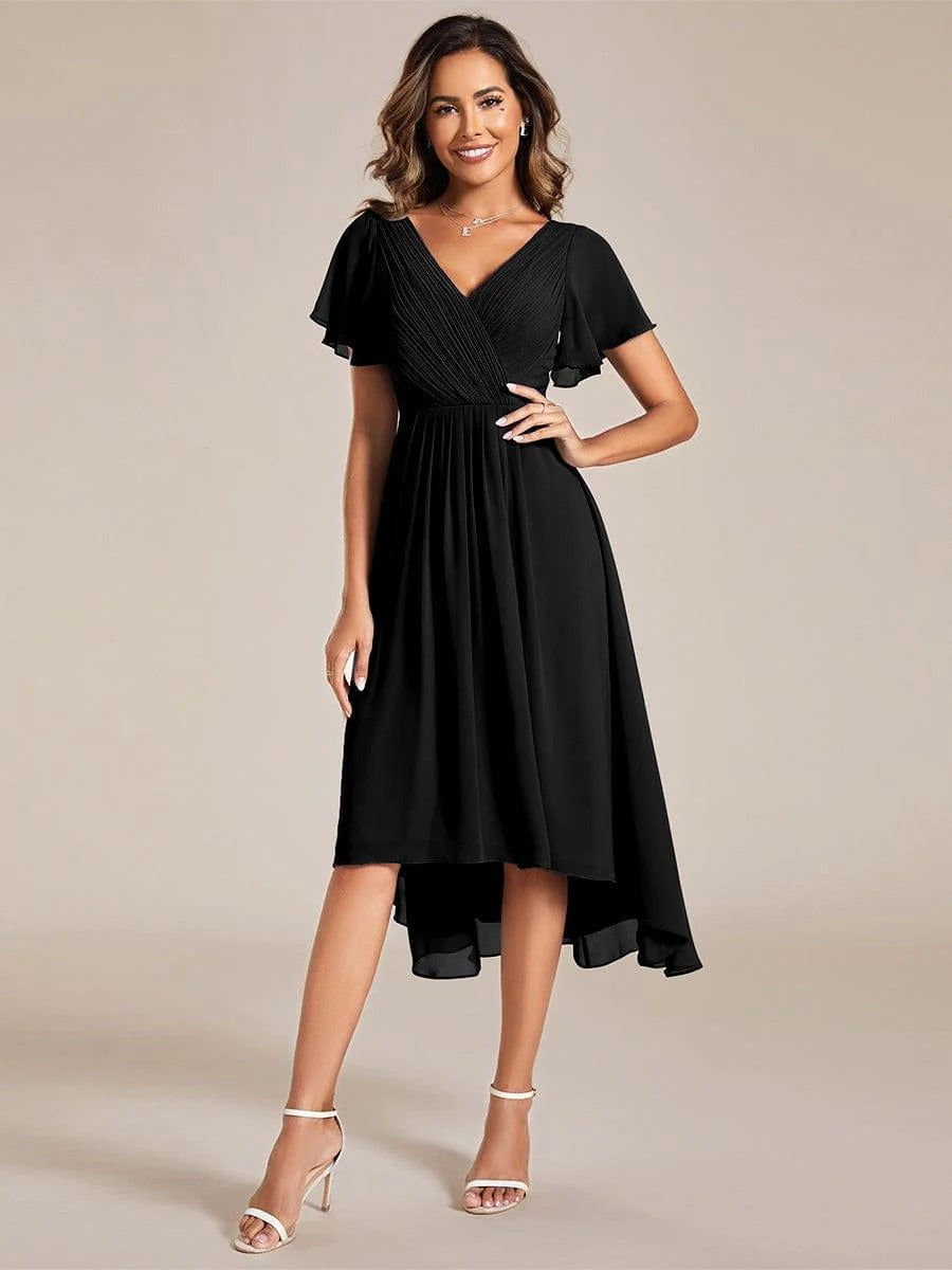 High-Low Chiffon A-Line Wedding Guest Dress