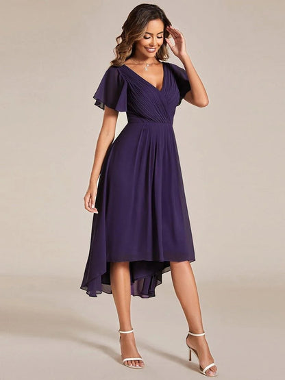 High-Low Chiffon A-Line Wedding Guest Dress
