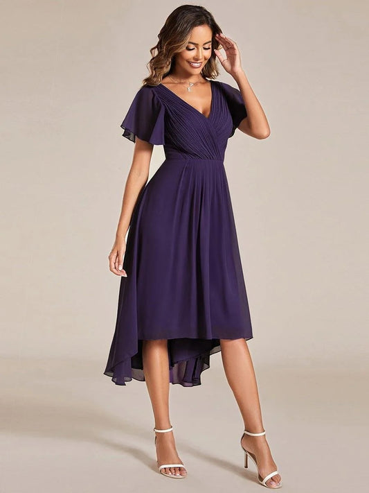 High-Low Chiffon A-Line Wedding Guest Dress