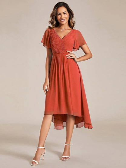 High-Low Chiffon A-Line Wedding Guest Dress