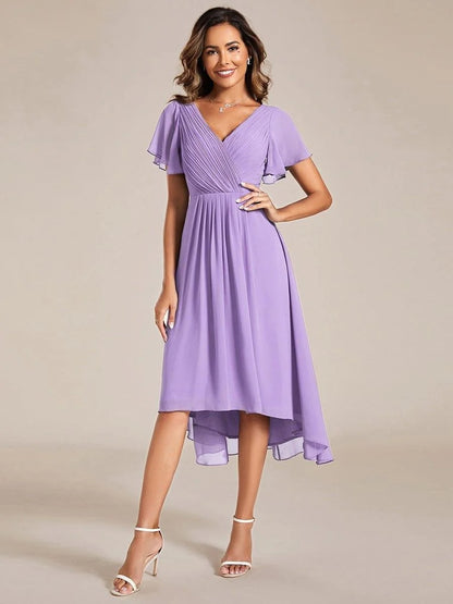 High-Low Chiffon A-Line Wedding Guest Dress
