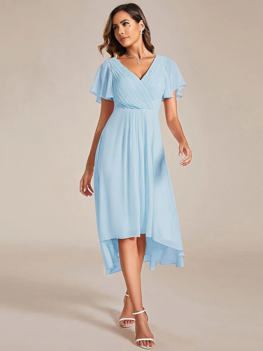 High-Low Chiffon A-Line Wedding Guest Dress