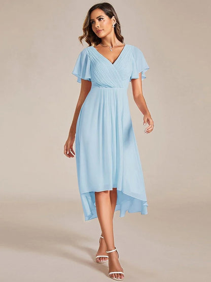 High-Low Chiffon A-Line Wedding Guest Dress