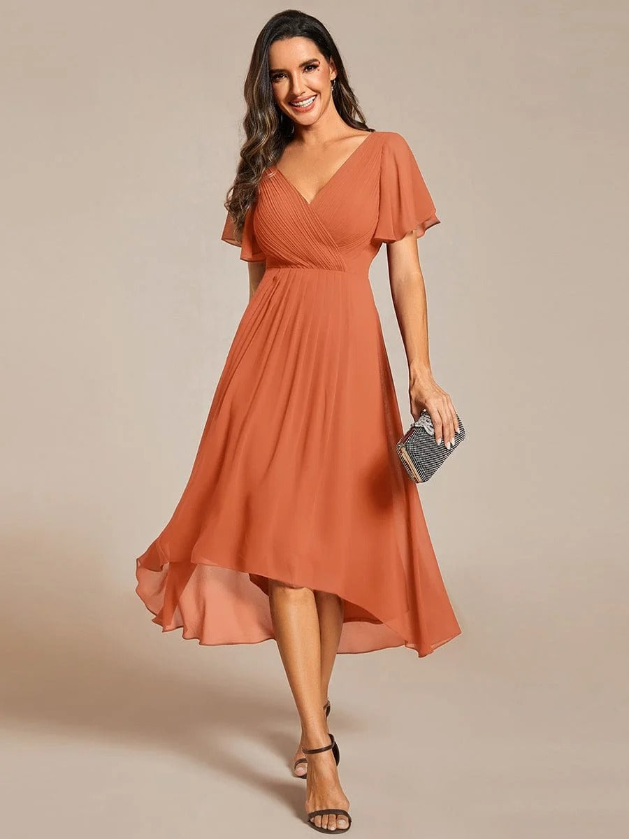 High-Low Chiffon A-Line Wedding Guest Dress