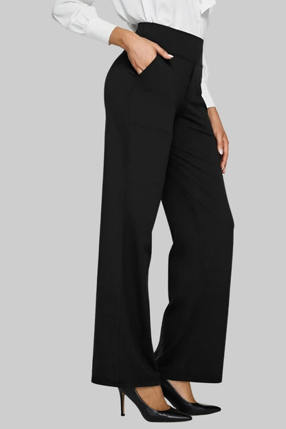 Women's High-Waisted Stretch Wide-Leg Pants