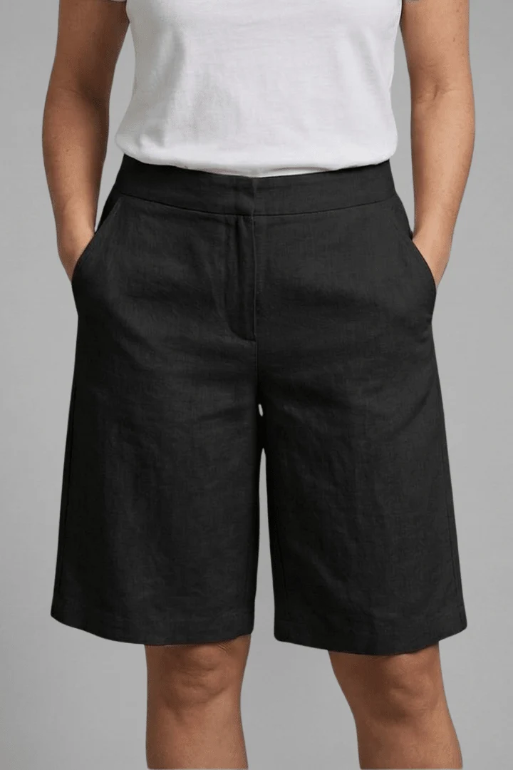 High Waist Cotton Shorts with Side Pockets