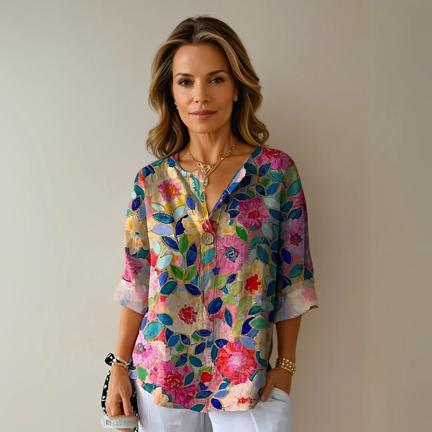 Chic Floral Print Blouse with Graceful Design