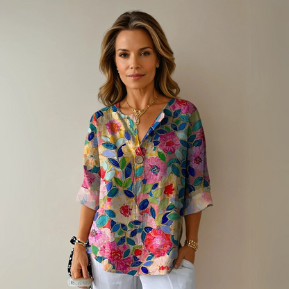 Chic Floral Print Blouse with Graceful Design