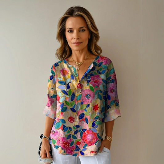 Chic Floral Print Blouse with Graceful Design