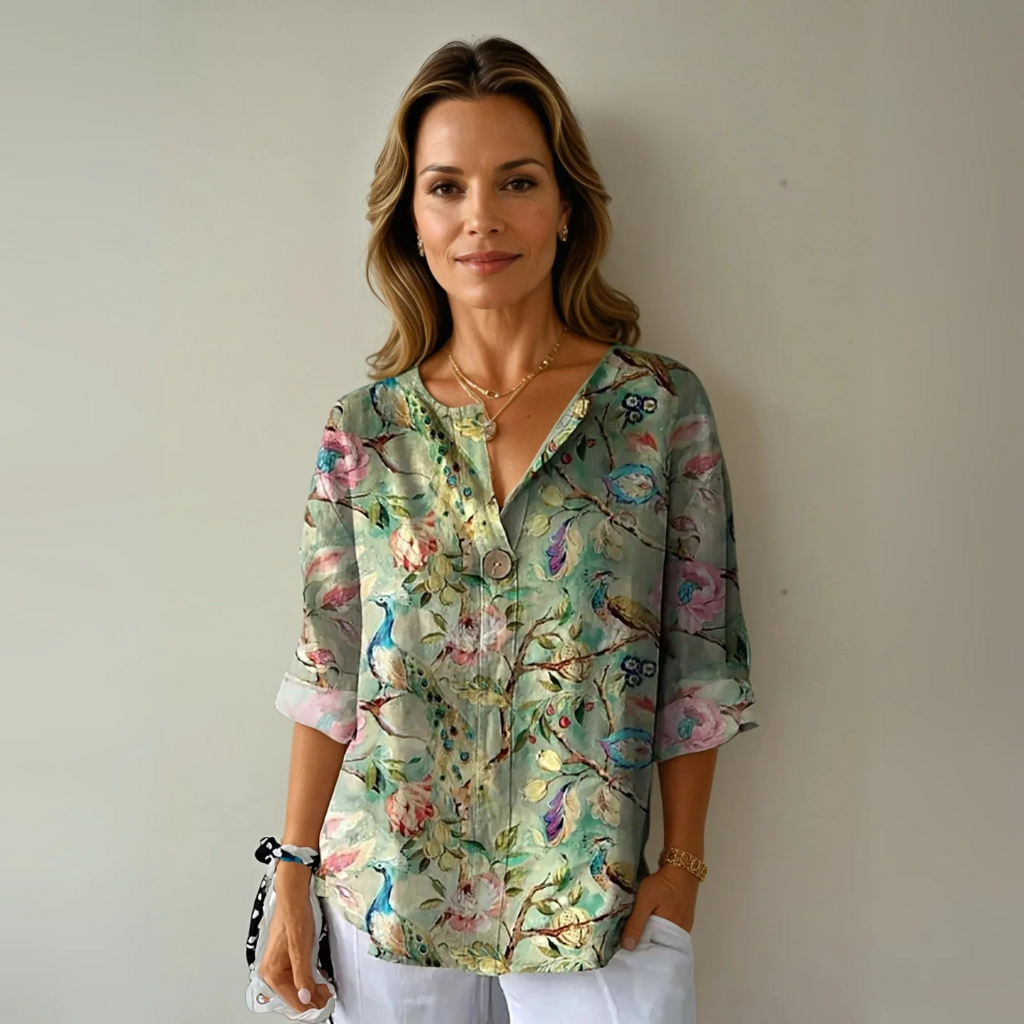 Chic Floral Print Blouse with Graceful Design
